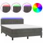 Preview: Boxspringbett mit Matratze & LED Dunkelgrau 140x190 cm Samt