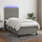 Preview: ARDEBO.de - Boxspringbett mit Matratze & LED Dunkelgrau 100x200 cm Stoff