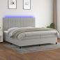 Preview: ARDEBO.de - Boxspringbett mit Matratze & LED Hellgrau 200x200 cm Stoff