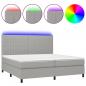 Preview: Boxspringbett mit Matratze & LED Hellgrau 200x200 cm Stoff