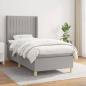 Preview: ARDEBO.de - Boxspringbett mit Matratze Hellgrau 100x200 cm Stoff