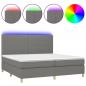 Preview: Boxspringbett mit Matratze & LED Dunkelgrau 200x200 cm Stoff