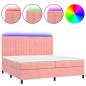 Preview: Boxspringbett mit Matratze & LED Rosa 200x200 cm Samt