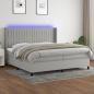 Preview: ARDEBO.de - Boxspringbett mit Matratze & LED Hellgrau 200x200 cm Stoff