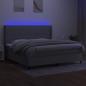 Preview: Boxspringbett mit Matratze & LED Hellgrau 200x200 cm Stoff