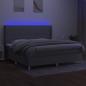 Preview: Boxspringbett mit Matratze & LED Hellgrau 200x200 cm Stoff