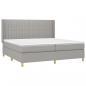 Preview: Boxspringbett mit Matratze & LED Hellgrau 200x200 cm Stoff