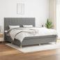 Preview: ARDEBO.de - Boxspringbett mit Matratze Dunkelgrau 200x200 cm Stoff