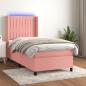 Preview: ARDEBO.de - Boxspringbett mit Matratze & LED Rosa 90x190 cm Samt