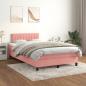 Preview: ARDEBO.de - Boxspringbett mit Matratze Rosa 120x200 cm Samt