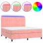 Preview: Boxspringbett mit Matratze & LED Rosa 160x200 cm Samt