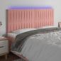 Preview: ARDEBO.de - LED Kopfteil Rosa 180x5x118/128 cm Samt