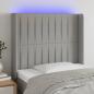 Preview: ARDEBO.de - LED Kopfteil Hellgrau 103x16x118/128 cm Stoff