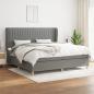 Preview: ARDEBO.de - Boxspringbett mit Matratze Dunkelgrau 200x200 cm Stoff