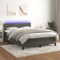 Preview: ARDEBO.de - Boxspringbett mit Matratze & LED Dunkelgrau 140x200 cm Samt