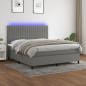 Preview: ARDEBO.de - Boxspringbett mit Matratze & LED Dunkelgrau 160x200 cm Stoff