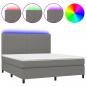 Preview: Boxspringbett mit Matratze & LED Dunkelgrau 160x200 cm Stoff