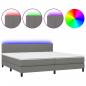 Preview: Boxspringbett mit Matratze & LED Dunkelgrau 200x200 cm Stoff