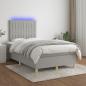 Preview: ARDEBO.de - Boxspringbett mit Matratze & LED Hellgrau 120x200 cm Stoff