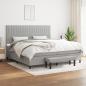 Preview: ARDEBO.de - Boxspringbett mit Matratze Hellgrau 200x200 cm Stoff