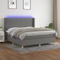 Preview: ARDEBO.de - Boxspringbett mit Matratze & LED Dunkelgrau 160x200 cm Stoff