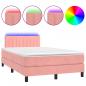 Preview: Boxspringbett mit Matratze & LED Rosa 120x200 cm Samt