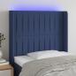 Preview: ARDEBO.de - LED Kopfteil Blau 103x16x118/128 cm Stoff