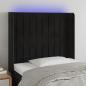 Preview: ARDEBO.de - LED Kopfteil Schwarz 93x16x118/128 cm Samt