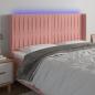 Preview: ARDEBO.de - LED Kopfteil Rosa 183x16x118/128 cm Samt