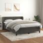 Preview: ARDEBO.de - Boxspringbett mit Matratze Dunkelgrau 140x190 cm Samt