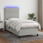 Preview: ARDEBO.de - Boxspringbett mit Matratze & LED Hellgrau 100x200 cm Stoff