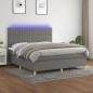 Preview: ARDEBO.de - Boxspringbett mit Matratze & LED Dunkelgrau 160x200 cm Stoff