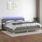 Preview: ARDEBO.de - Boxspringbett mit Matratze & LED Dunkelgrau 200x200 cm Stoff