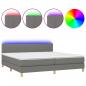 Preview: Boxspringbett mit Matratze & LED Dunkelgrau 200x200 cm Stoff