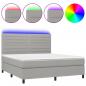 Preview: Boxspringbett mit Matratze & LED Hellgrau 160x200 cm Stoff