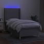 Preview: Boxspringbett mit Matratze & LED Hellgrau 100x200 cm Stoff