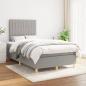 Preview: ARDEBO.de - Boxspringbett mit Matratze Hellgrau 120x200 cm Stoff