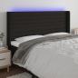 Preview: ARDEBO.de - LED Kopfteil Schwarz 163x16x118/128 cm Stoff