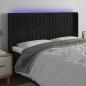 Preview: ARDEBO.de - LED Kopfteil Schwarz 183x16x118/128 cm Samt