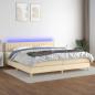 Preview: ARDEBO.de - Boxspringbett mit Matratze & LED Creme 200x200 cm Stoff