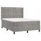 Preview: Boxspringbett mit Matratze Hellgrau 140x190 cm Samt