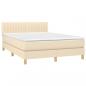 Preview: Boxspringbett mit Matratze & LED Creme 140x190 cm Stoff