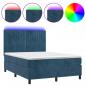 Preview: Boxspringbett mit Matratze & LED Dunkelblau 140x190 cm Samt