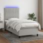 Preview: ARDEBO.de - Boxspringbett mit Matratze & LED Hellgrau 80x200 cm Stoff