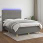 Preview: ARDEBO.de - Boxspringbett mit Matratze & LED Dunkelgrau 140x190 cm Stoff