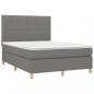 Preview: Boxspringbett mit Matratze & LED Dunkelgrau 140x190 cm Stoff