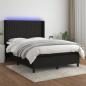 Preview: ARDEBO.de - Boxspringbett mit Matratze & LED Schwarz 140x200 cm Stoff