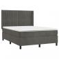 Preview: Boxspringbett mit Matratze & LED Dunkelgrau 140x190 cm Samt