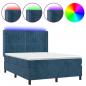 Preview: Boxspringbett mit Matratze & LED Dunkelblau 140x200 cm Samt