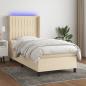 Preview: ARDEBO.de - Boxspringbett mit Matratze & LED Creme 100x200 cm Stoff